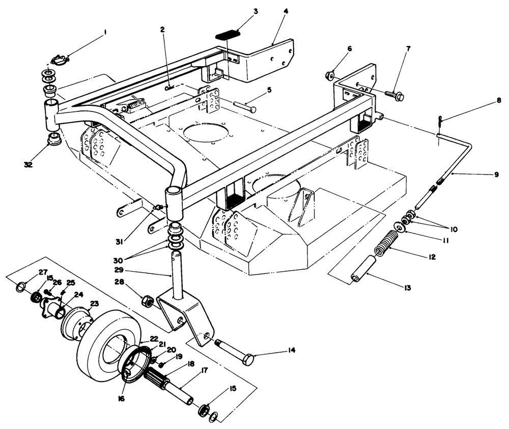 Carrier Frame Assembly Diagram and Parts List for 30136 8000001 - 8999999 Toro Lawn Mower