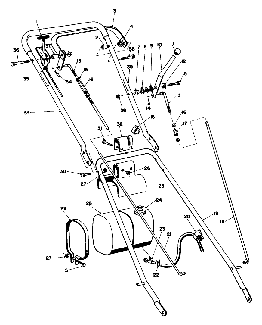 Handle Assembly Diagram and Parts List for 23267 9000001 - 9999999 Toro Lawn Mower