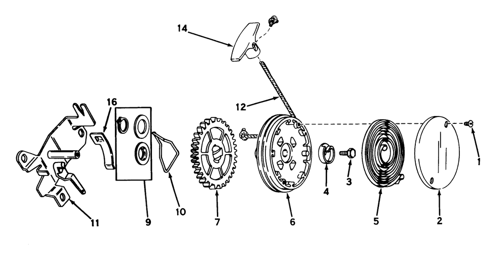 Rewind Starter No. 590519 Diagram and Parts List for 16268 5000001 - 5999999 Toro Lawn Mower