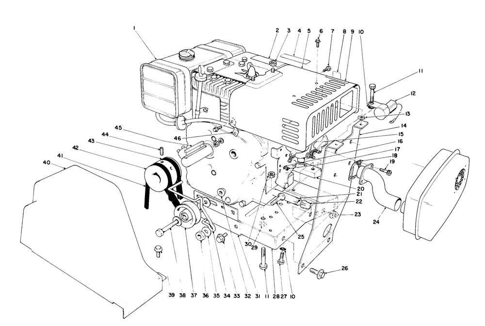 Engine Assembly Diagram and Parts List for 38090 6000001 - 6999999 Toro Snow Blower
