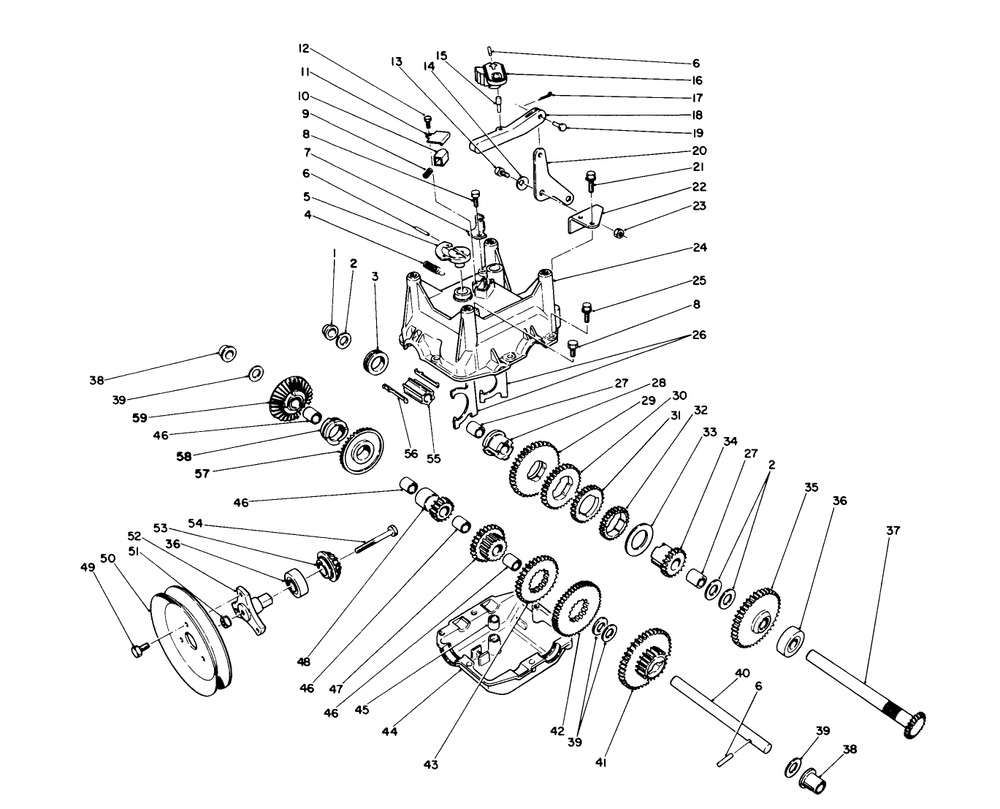Tranamisaion Assembly No. 66-8030 Diagram and Parts List for 38580 0000001 - 0999999 Toro Snow Blower