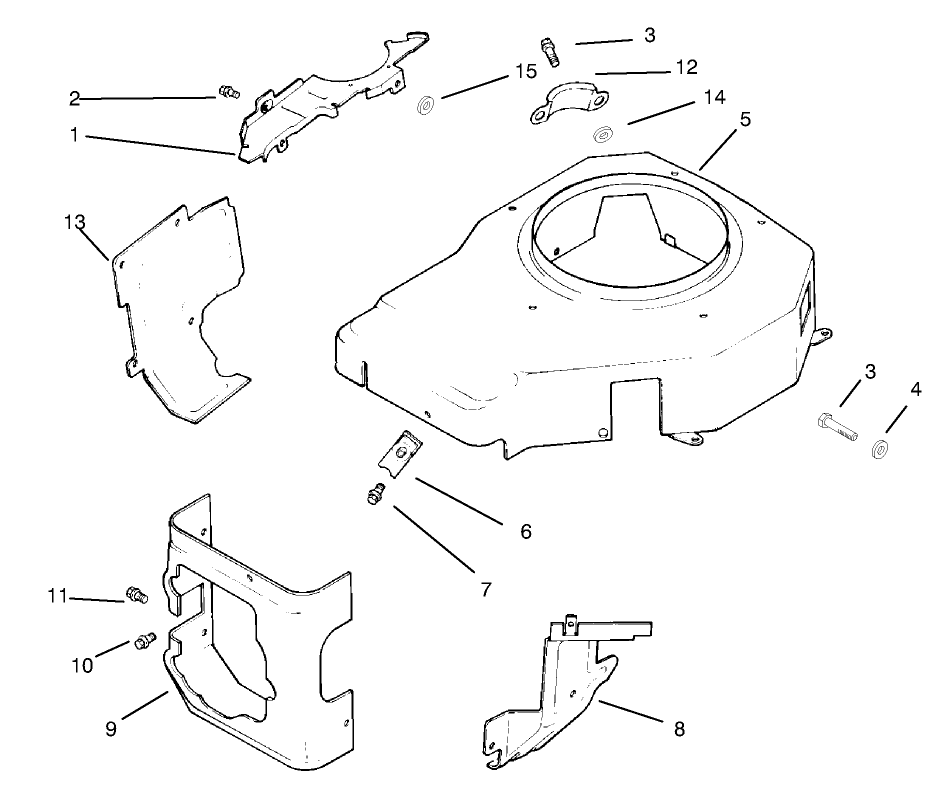 Blower Housing & Baffles Diagram and Parts List for 72045 8900001 - 8900399 Toro Lawn Tractor