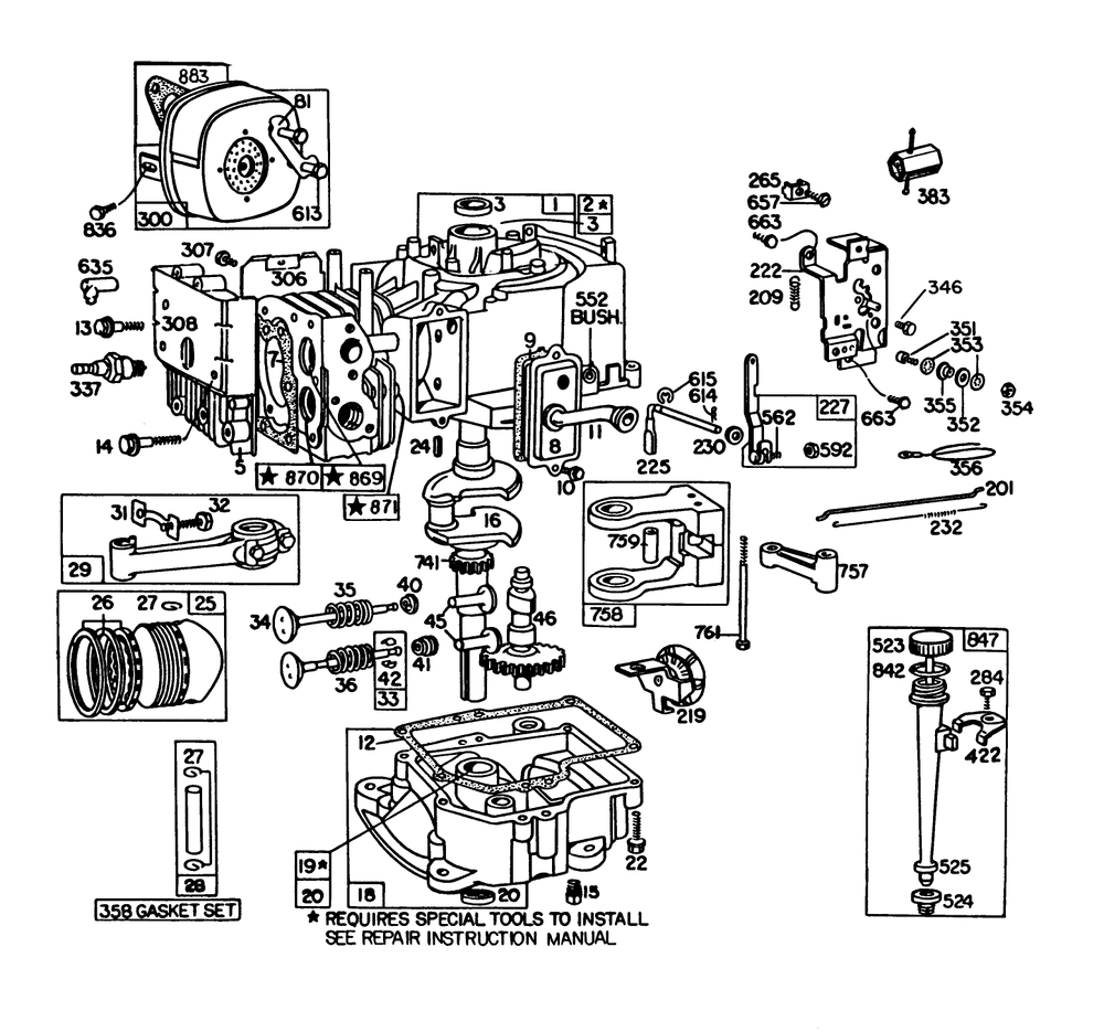 Engine Briggs & Stratton Model No. 191707-2132-01 Diagram and Parts List for 56145 5000001 - 5999999 Toro Lawn Tractor