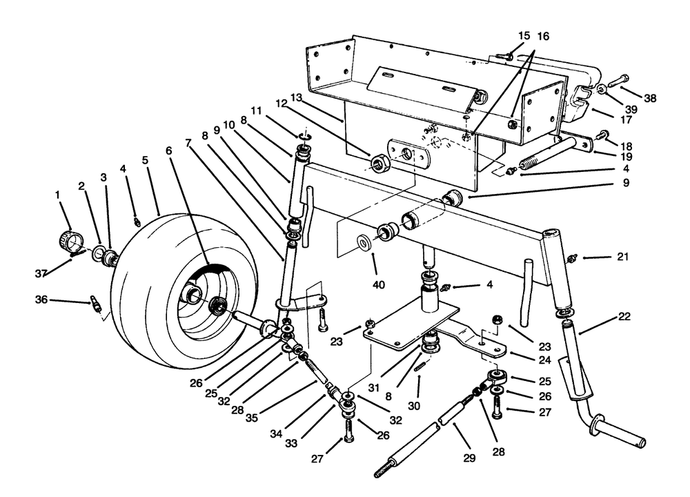 Rear Axle Assembly Diagram and Parts List for 30610 591300 - 599999 Toro Lawn Tractor