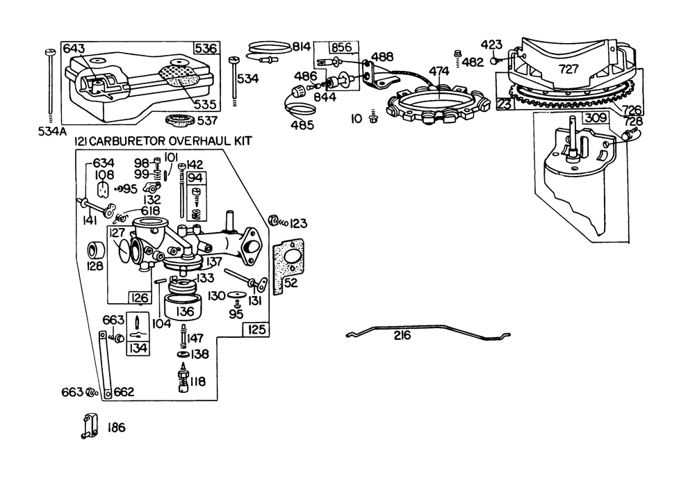 Engine Briggs & Stratton Model 252707-0146-01 (Model 57360) Diagram and Parts List for 57360 8000001 - 8999999 Toro Lawn Tractor