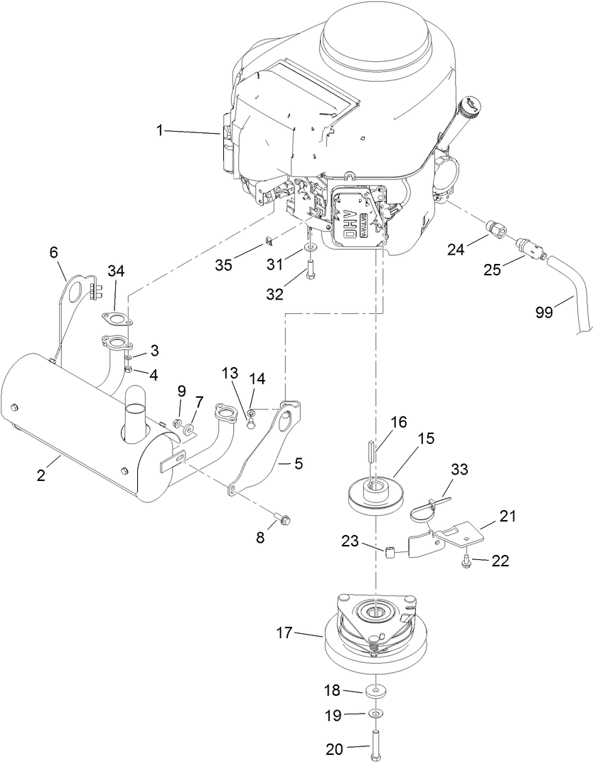 Engine Assembly Diagram and Parts List for 74568TE (311000001-311999999)(2011) Toro Lawn Mower