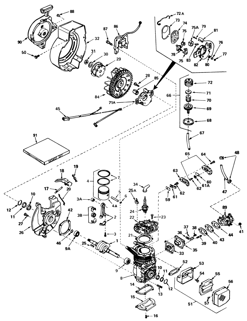 Engine Tecumseh Assembly (Continued) Engine Model No. Ah520 Type 1584a, 1584b, 1601, 1601a & 1601b Diagram and Parts List for 38100 1000001 - 1999999 Toro Snow Blower