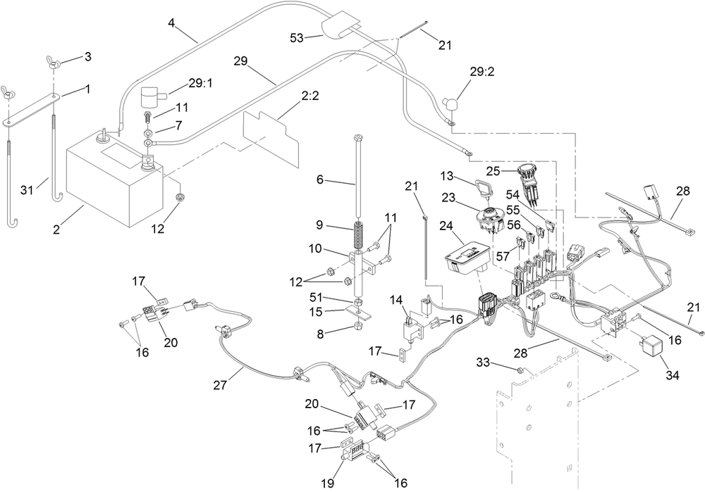 Electrical Assembly Diagram and Parts List for 74296 (311000001-311999999)(2011) Toro Lawn Mower