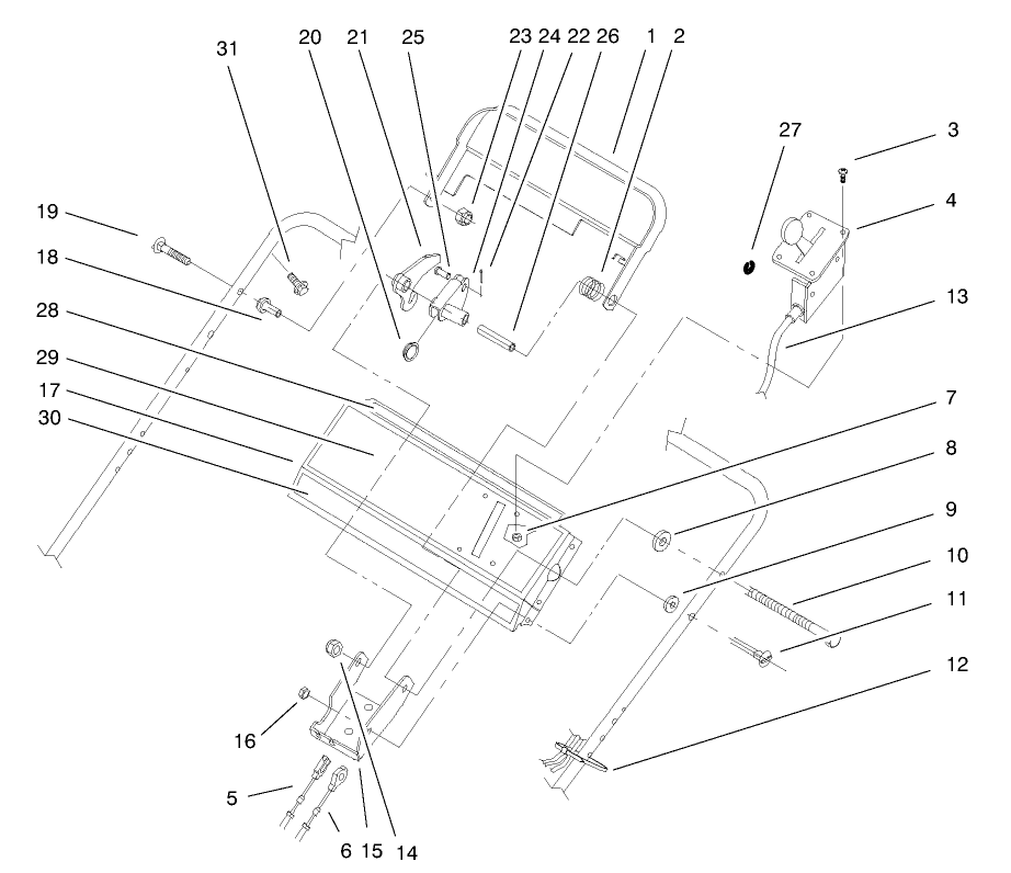 Handle Control Assembly Diagram and Parts List for 22157 8900001 - 8999999 Toro Lawn Mower