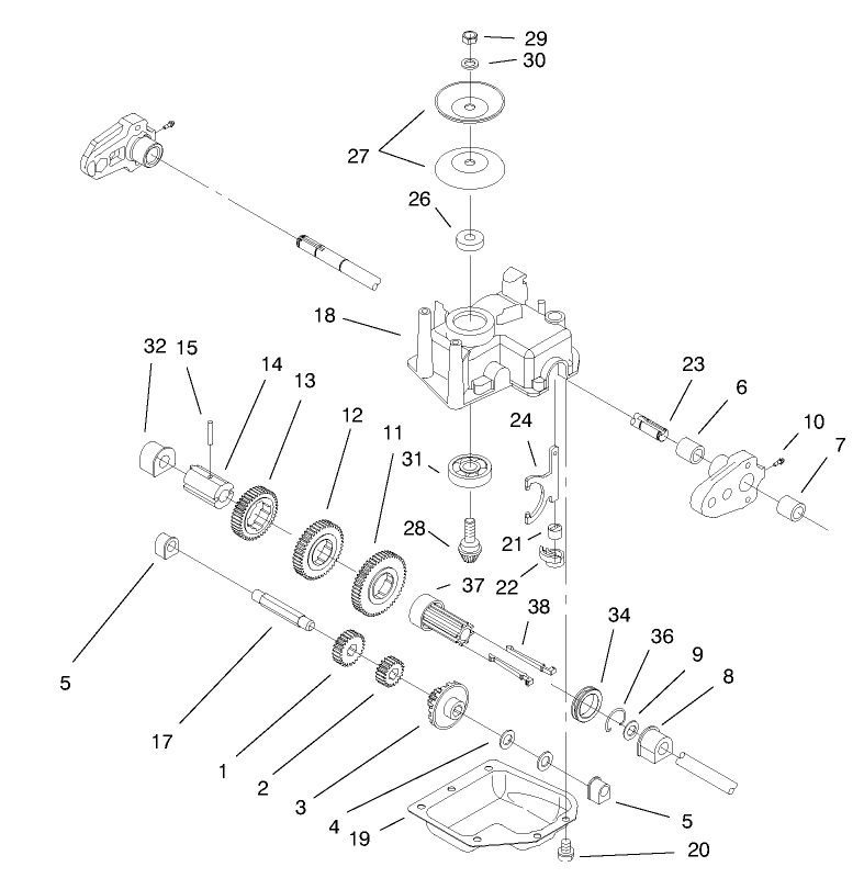 Gear Case Assembly Diagram and Parts List for 20470 7900001 - 7999999 Toro Lawn Mower