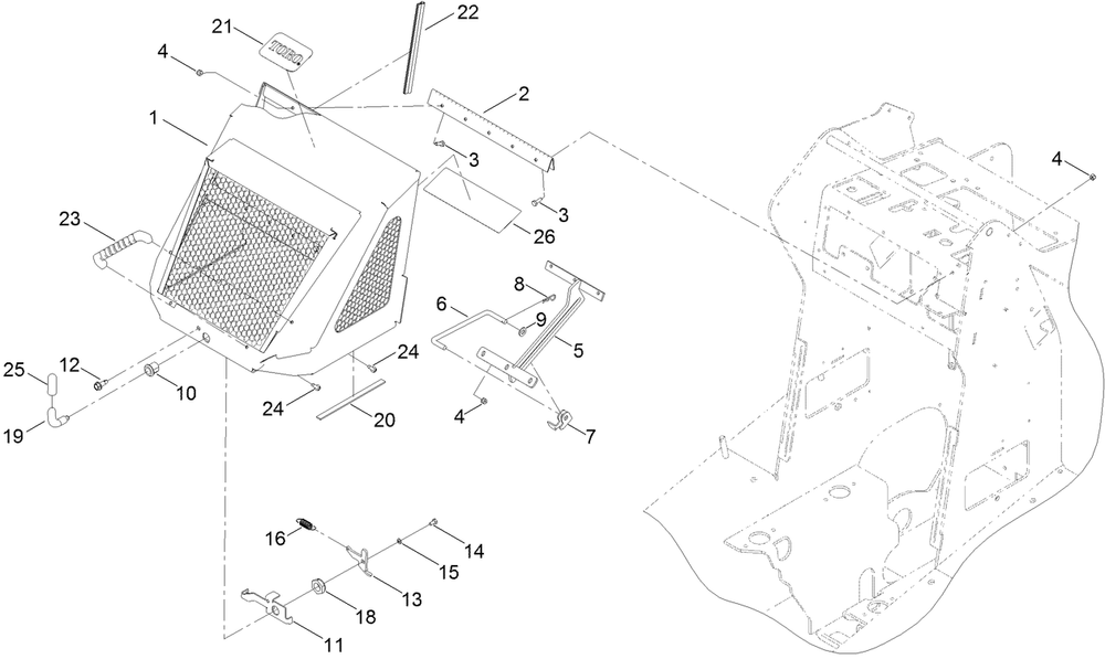 Hood Assembly Diagram and Parts List for 22327G 405800000 - 407139999 Toro Lawn Tractor Accessories