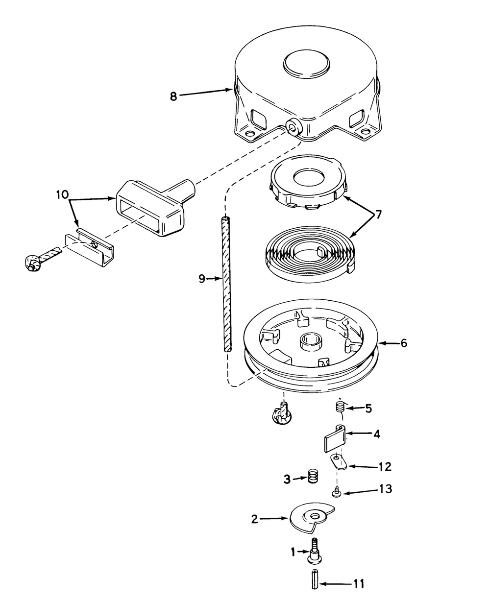 Rewind Starter No. 590473 Diagram and Parts List for 31660 2000001 - 2999999 Toro Snow Blower