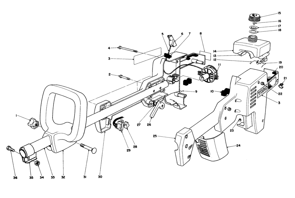 Engine Housing Assembly Diagram and Parts List for 51604 2000001 - 2999999 Toro Trimmer