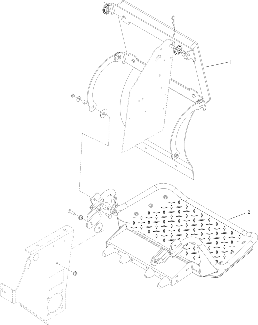 Cushion And Platform Assembly Diagram and Parts List for 74536TE 413000000 - 417999999 Toro Lawn Tractor