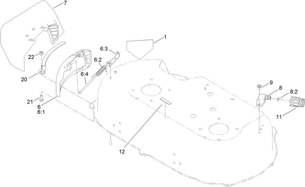 Side Discharge Chute Assembly Diagram and Parts List for 21491T 400000000 - 999999999 Toro Lawn Mower