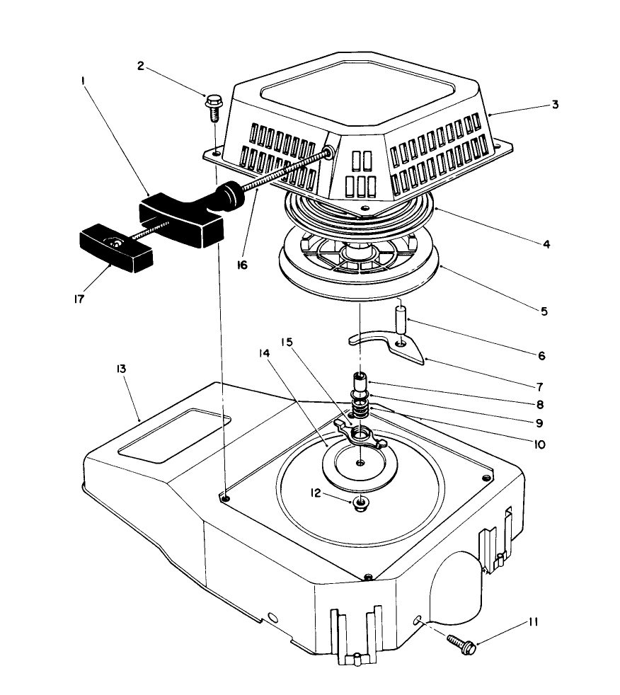 Recoil Assembly (Model No. Vmk9) Diagram and Parts List for 20920B 0000001 - 0999999 Toro Lawn Mower