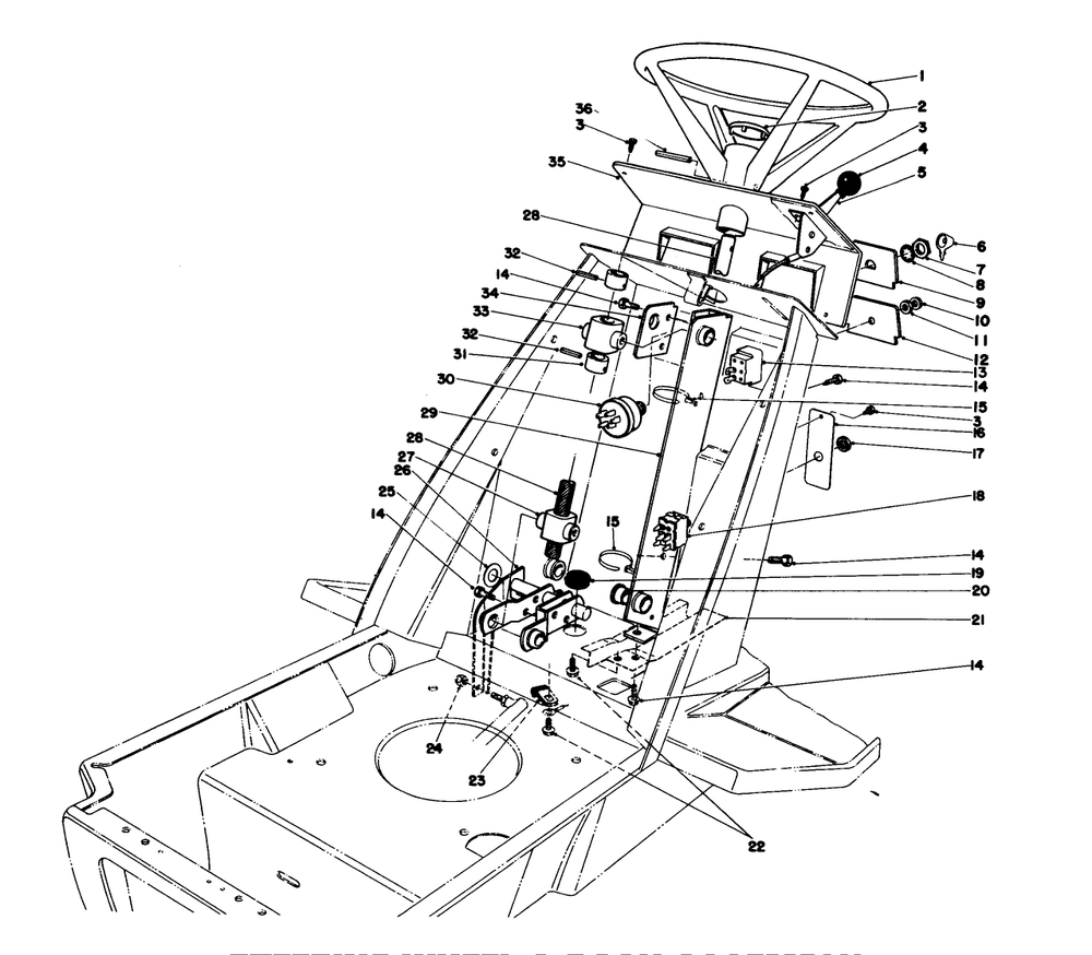 Steering Wheel & Dash Assembly Diagram and Parts List for 57365 6000001 - 6999999 Toro Lawn Tractor