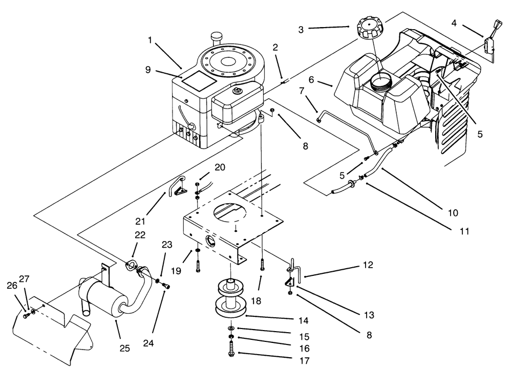 Engine Assembly Diagram and Parts List for 71182 5910001 - 5999999 Toro Lawn Tractor