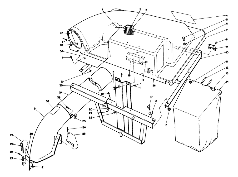 Twin Bagger Grass Catcher Model No. 59184 (Optional) Diagram and Parts List for 56145 8000001 - 8999999 Toro Lawn Tractor