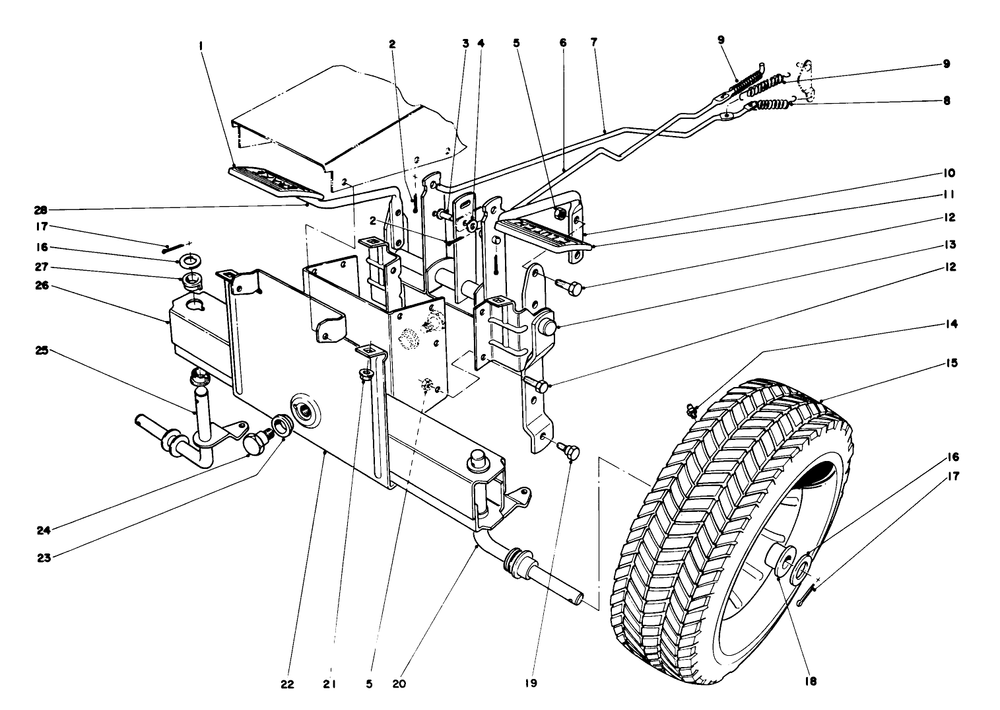 Front Axle And Wheel Assembly Diagram and Parts List for 56005 2000001 - 2999999 Toro Lawn Mower