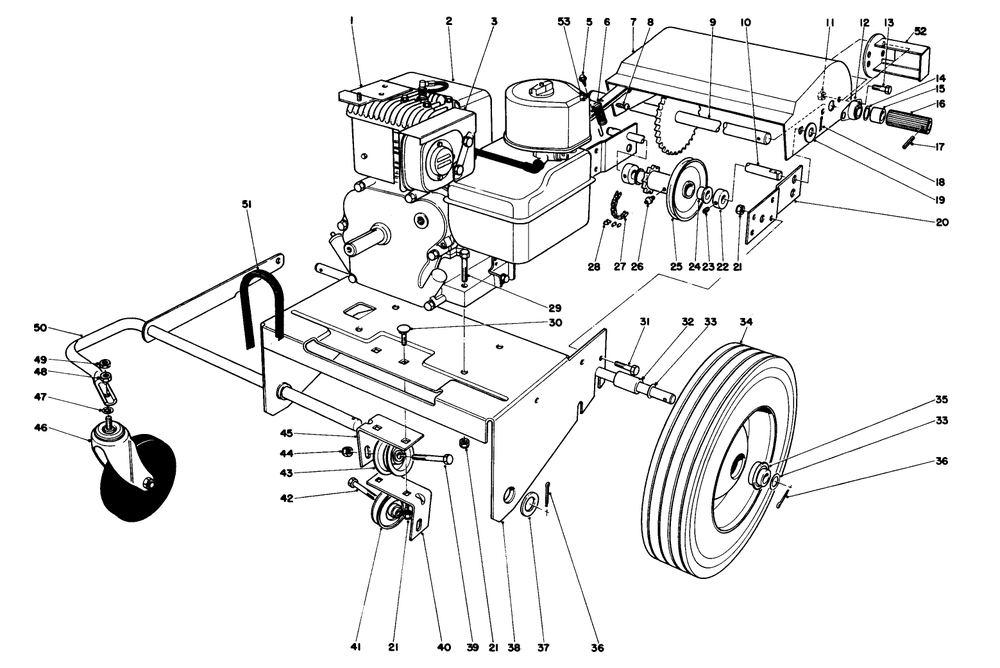 Engine And Base Assembly (Model 62923) Diagram and Parts List for 62923 9000001 - 9999999 Toro Leaf Blower / Vacuum