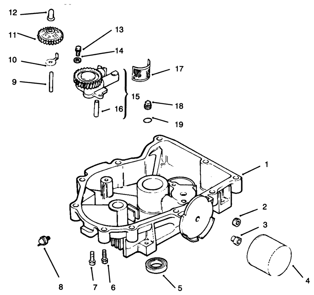 Oil Pan/Lubrication Diagram and Parts List for 72043 6900001 - 6999999 Toro Lawn Tractor