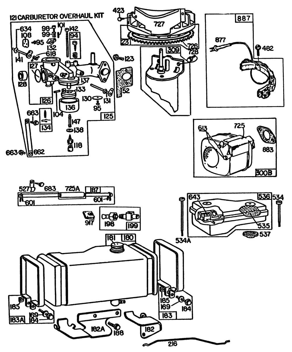 Engine Briggs & Stratton Model No. 252707-0633-01 Diagram and Parts List for 56155 3000001 - 3999999 Toro Lawn Tractor