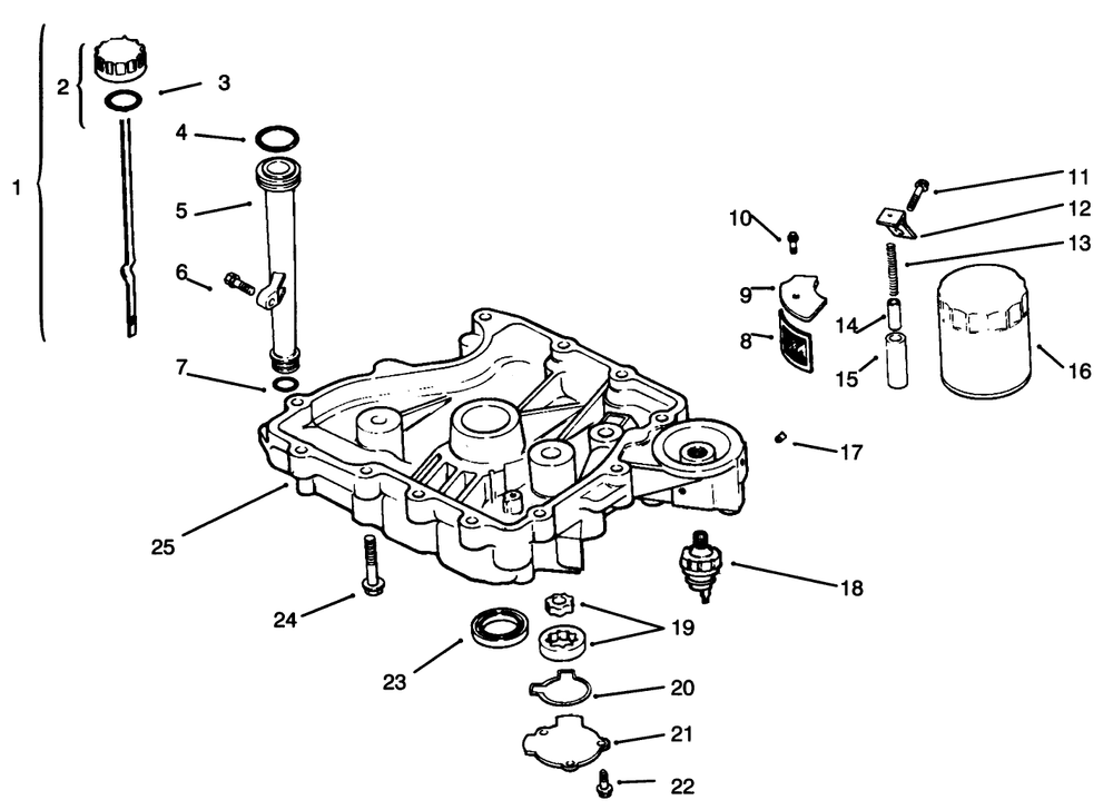 Oil Pan/Lubrication Diagram and Parts List for 72043 6900001 - 6999999 Toro Lawn Tractor