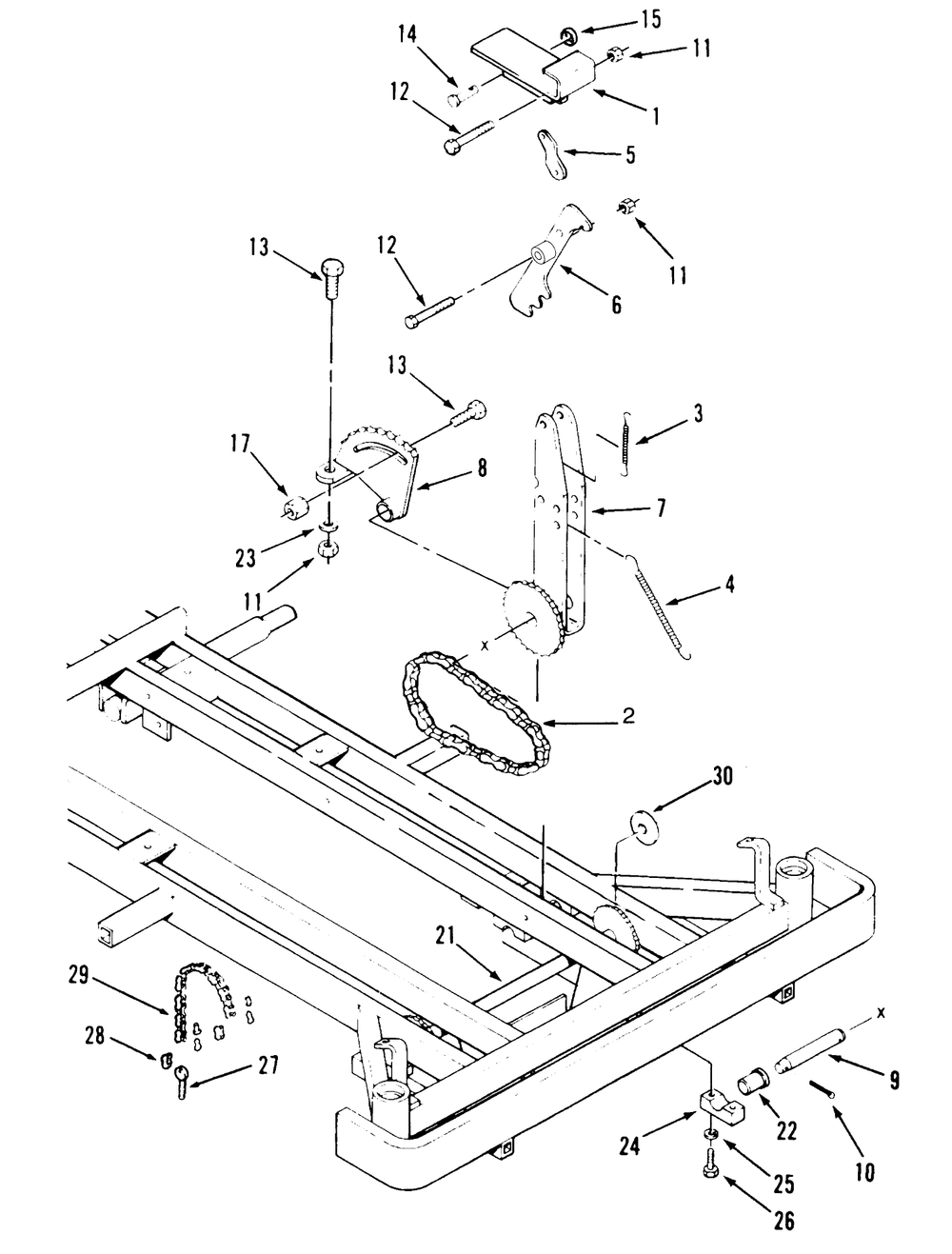 Attachment Height Control Diagram and Parts List for 74140 690001 - 699999 Toro Lawn Tractor
