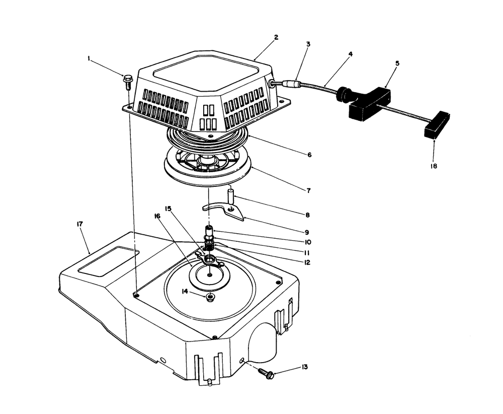 Recoil Assembly (Model No. Vmh7) Diagram and Parts List for 20620C 8000001 - 8999999 Toro Lawn Mower