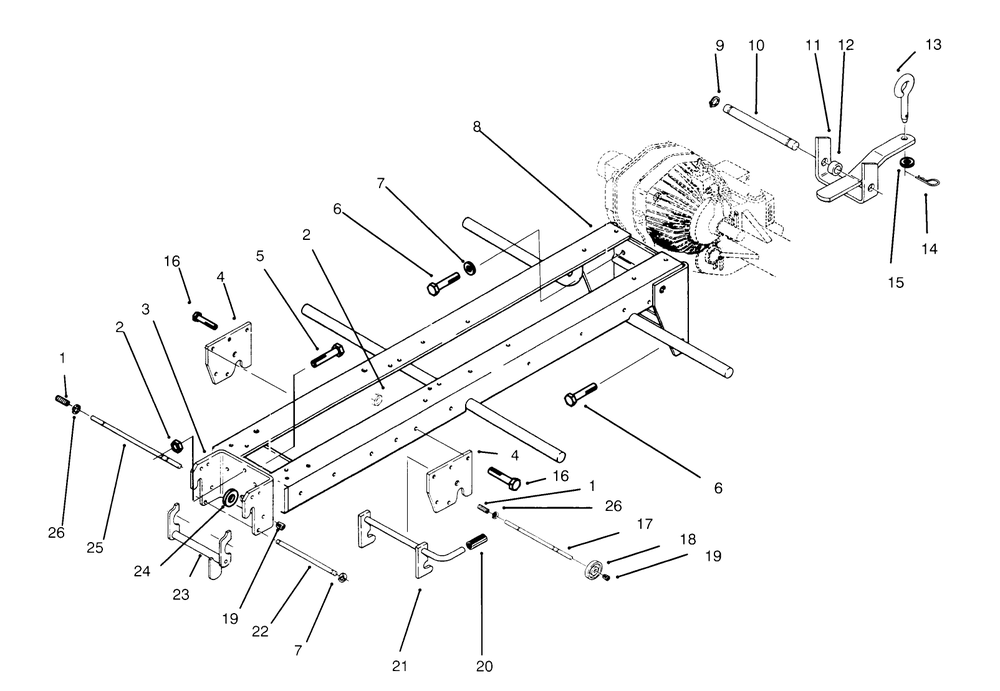 Frame & Hitches Diagram and Parts List for 73421 5900001 - 5901046 Toro Lawn Tractor