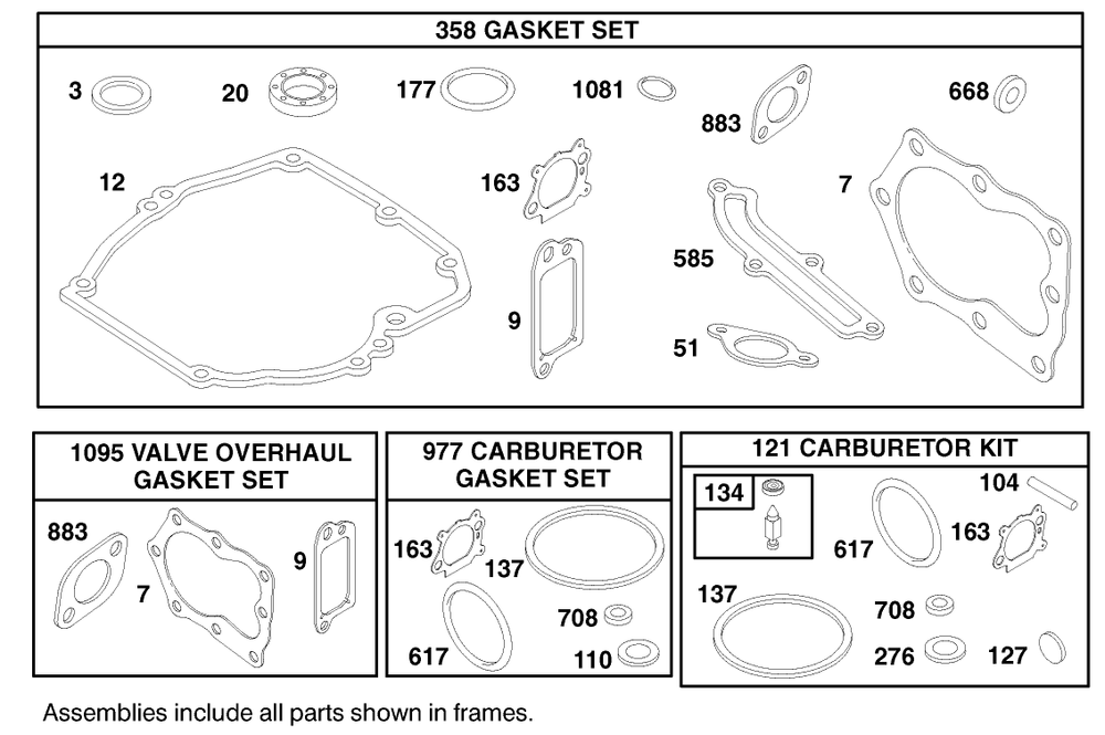 Gasket Assembly, Engine Briggs & Stratton Model 12h802-1767-E1 Diagram and Parts List for 20010 9900001 - 9999999 Toro Lawn Mower