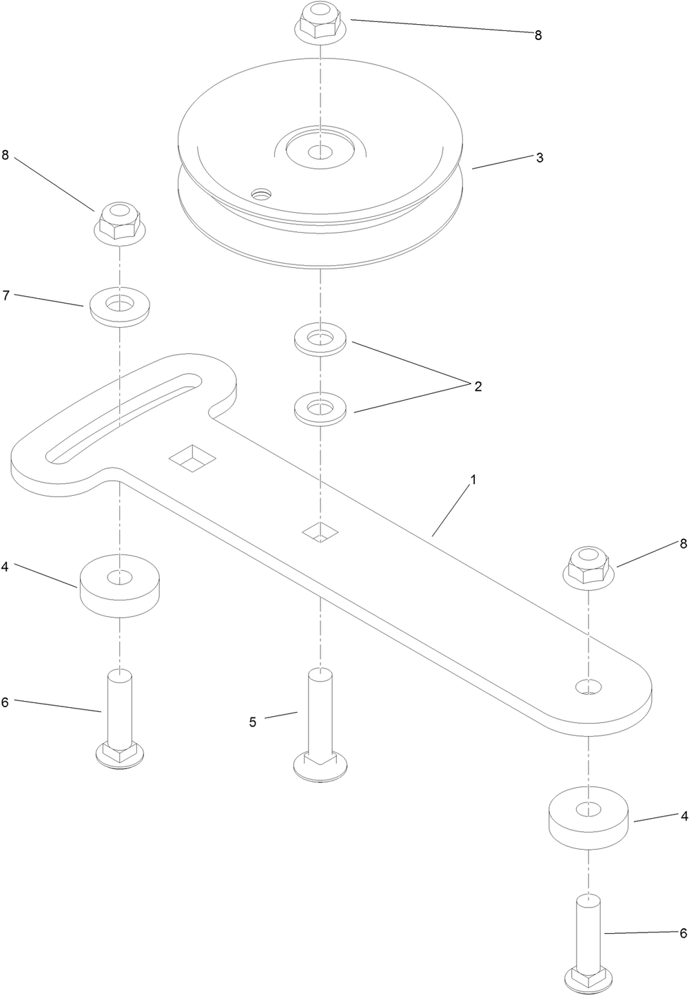 Idler Adjust Assembly Diagram and Parts List for 74589 (315000001-315999999)(2015) Toro Lawn Mower
