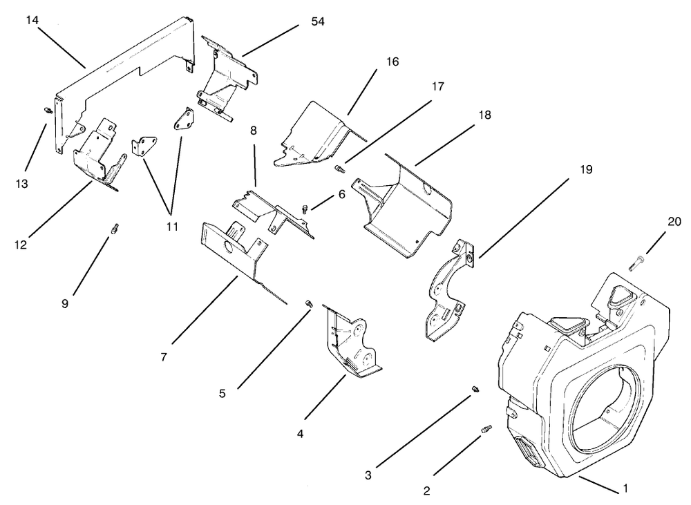 Baffles & Shroud Diagram and Parts List for 30612 890001 - 899999 Toro Lawn Tractor