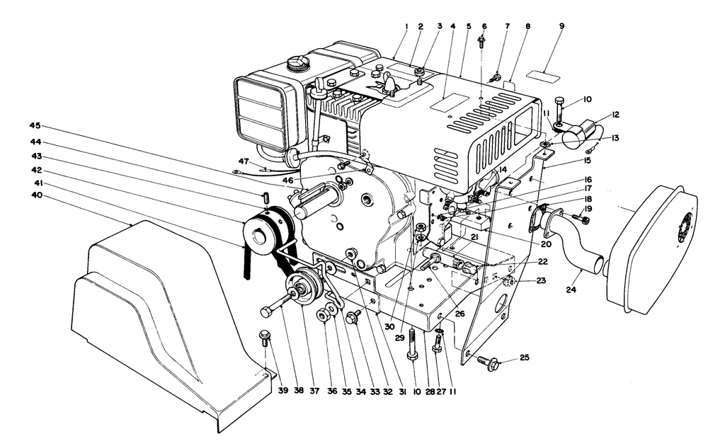 Engine Assembly Diagram and Parts List for 38095 5000001 - 5999999 Toro Snow Blower