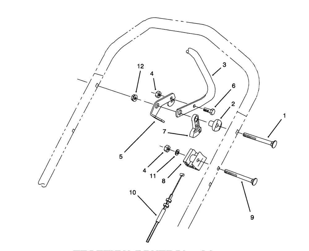 Traction Control Assembly Diagram and Parts List for 26630B 4900001 - 4999999 Toro Lawn Mower