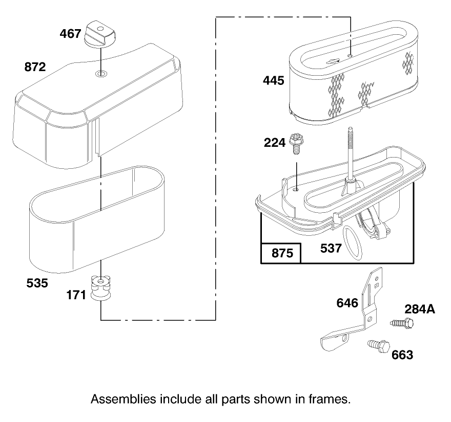 Engine Briggs & Stratton Model 28m707-1122-E1 Diagram and Parts List for 71190 8900001 - 8999999 Toro Lawn Tractor