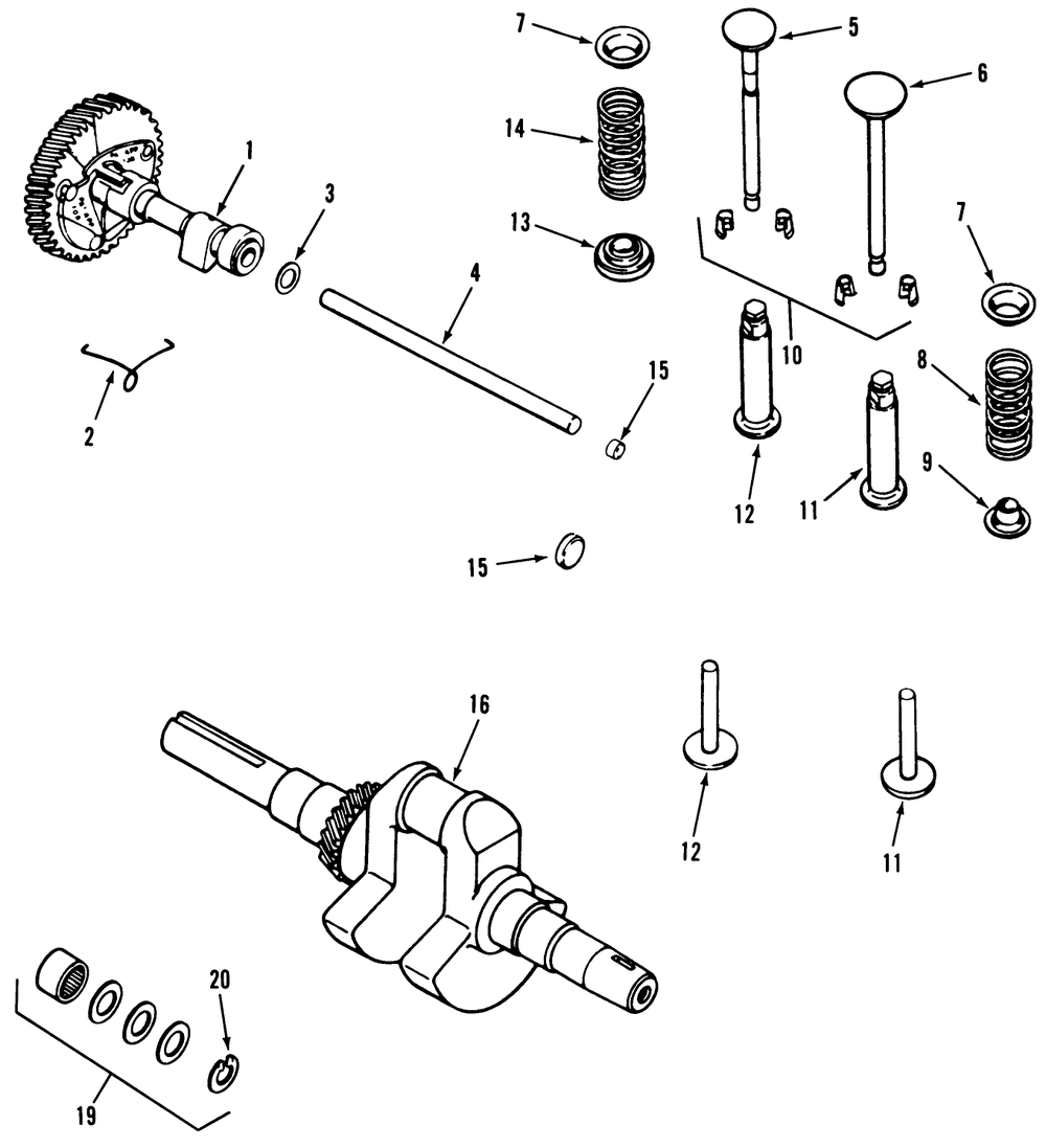 Kohler Camshaft, Crankshaft & Valves Diagram and Parts List for 31-10K802 1000001 - 1999999 Toro Lawn Tractor