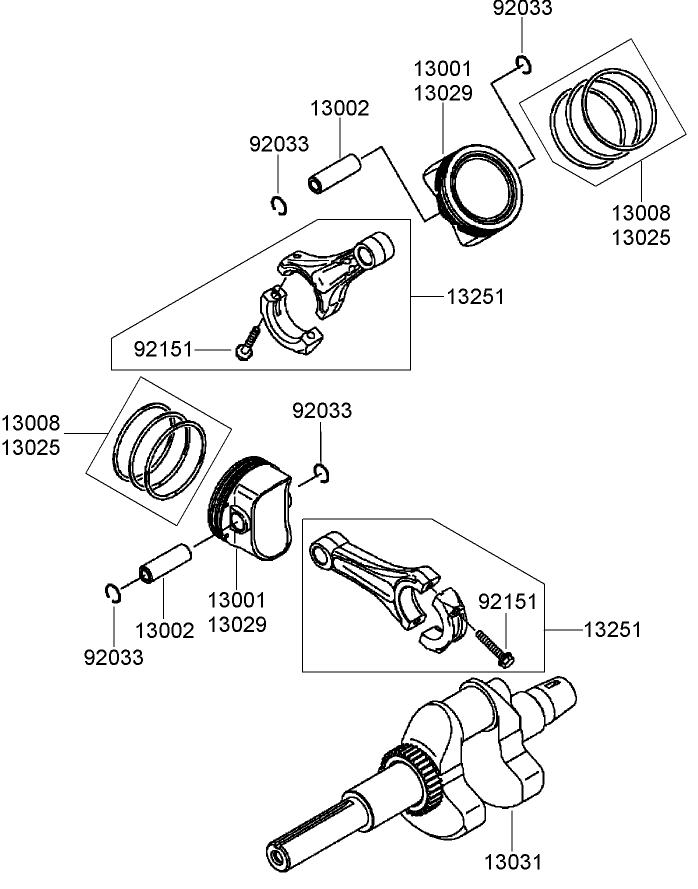 Piston And Crankshaft Assembly Diagram and Parts List for 74237CP (270000001-270999999)(2007) Toro Lawn Mower