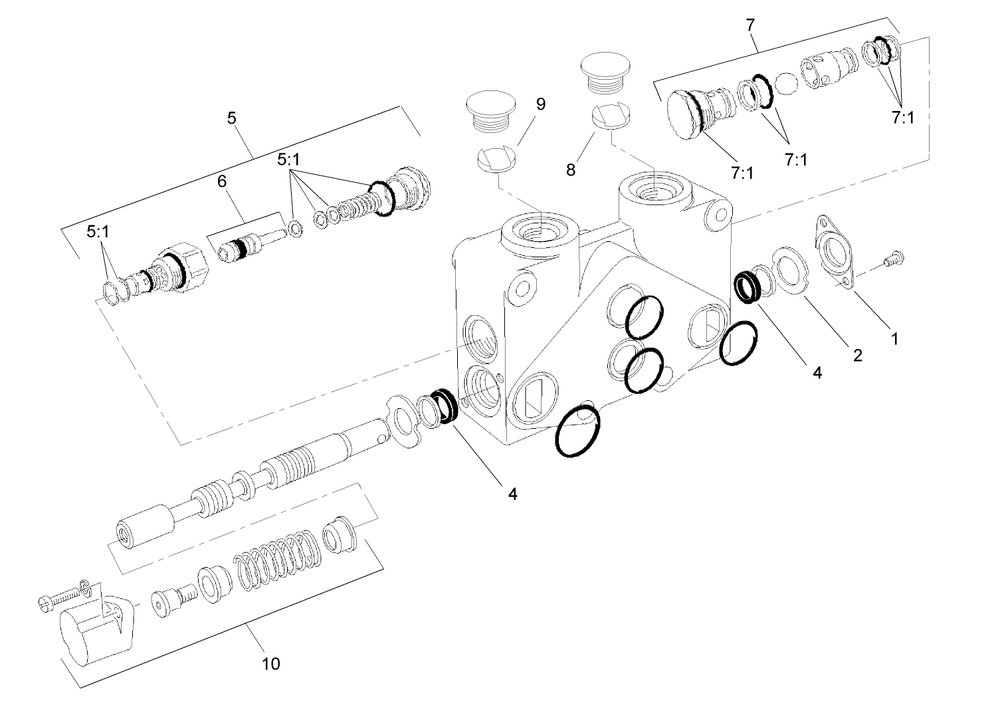 Valve Section Assembly No. 108-5696 Diagram and Parts List for 23163 317000001 - 317999999 Toro Lawn Tractor Accessories