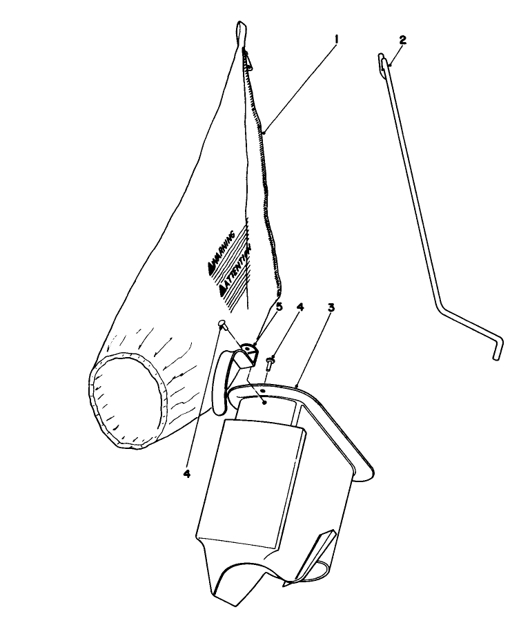 Grass Bagging Assembly Diagram and Parts List for 16380 0000001 - 0999999 Toro Lawn Mower