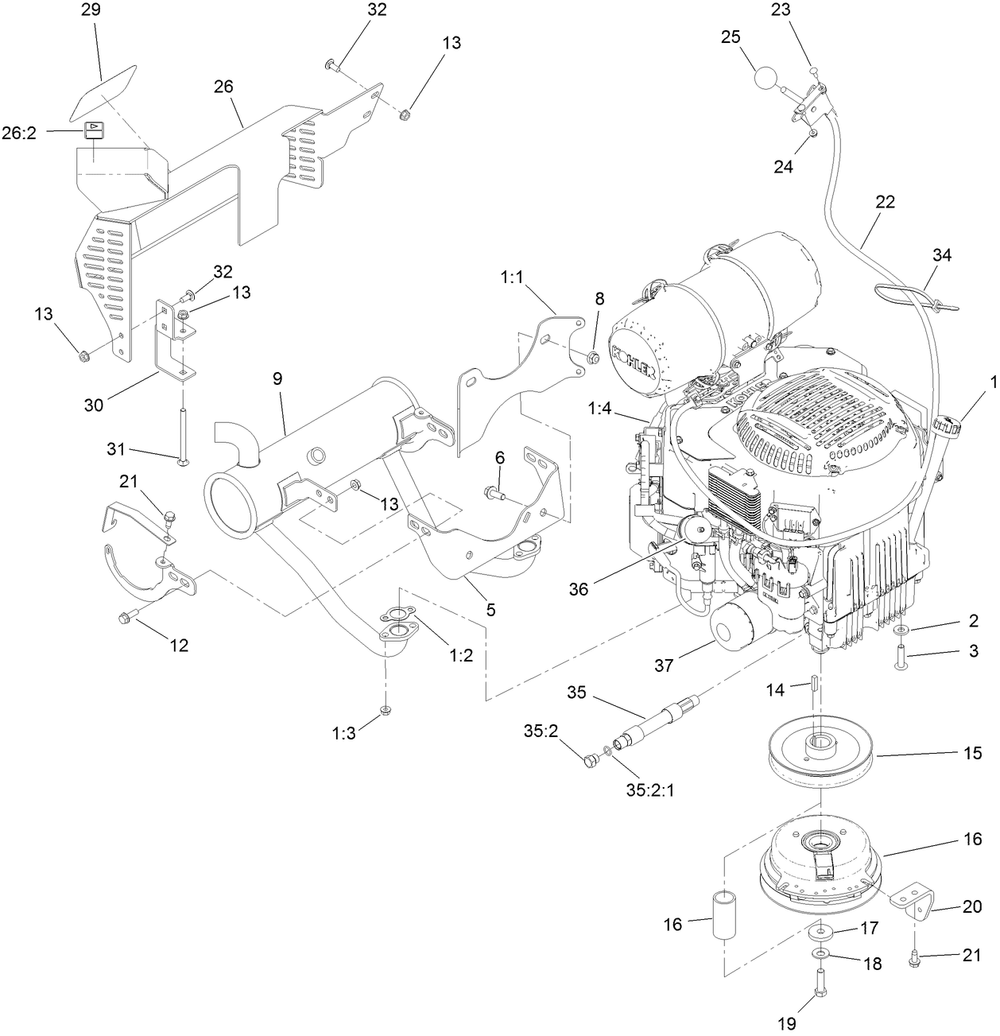 Engine Assembly Diagram and Parts List for 74523 403294044-404313999 Toro Lawn Mower