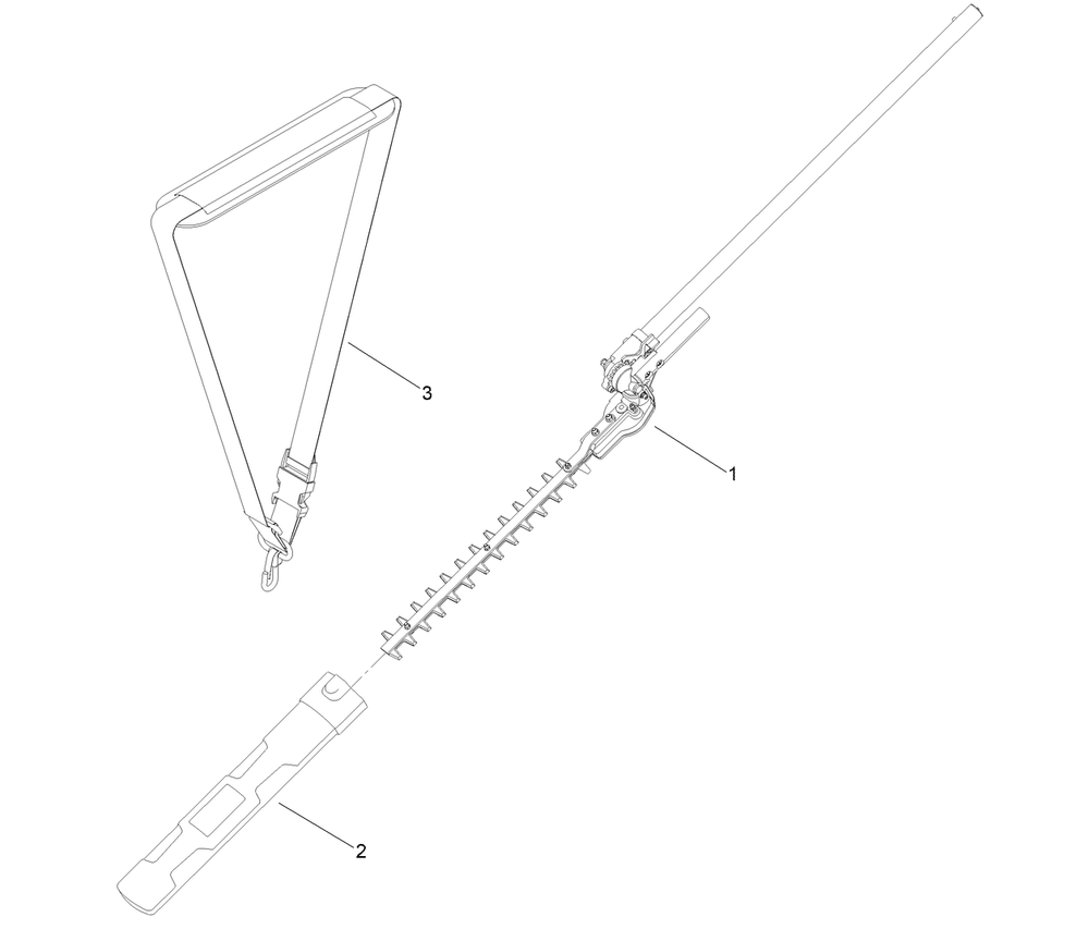 Pole Hedge Trimmer Attachment Assembly Diagram and Parts List for 88713 322000001 - 322999999 Toro Hedge Trimmer
