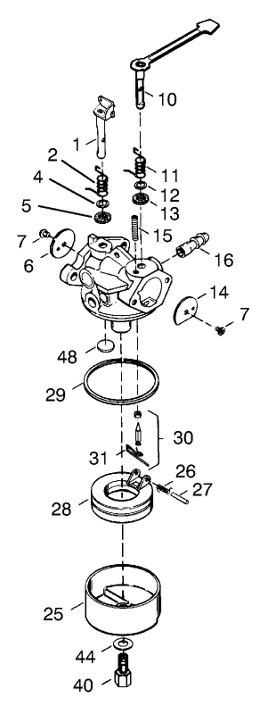 Carburetor No. 632641 Diagram and Parts List for 38176 7900001 - 7999999 Toro Snow Blower