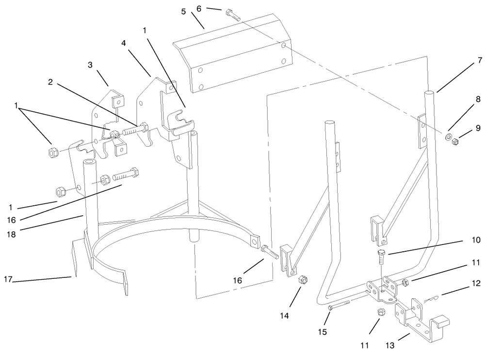 Canister Support Assembly Diagram and Parts List for 79430 59000001 - 59999999 Toro Lawn Tractor