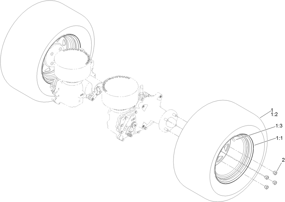 Rear Wheel Assembly Diagram and Parts List for 74035 412600000 - 414070147 Toro Lawn Tractor