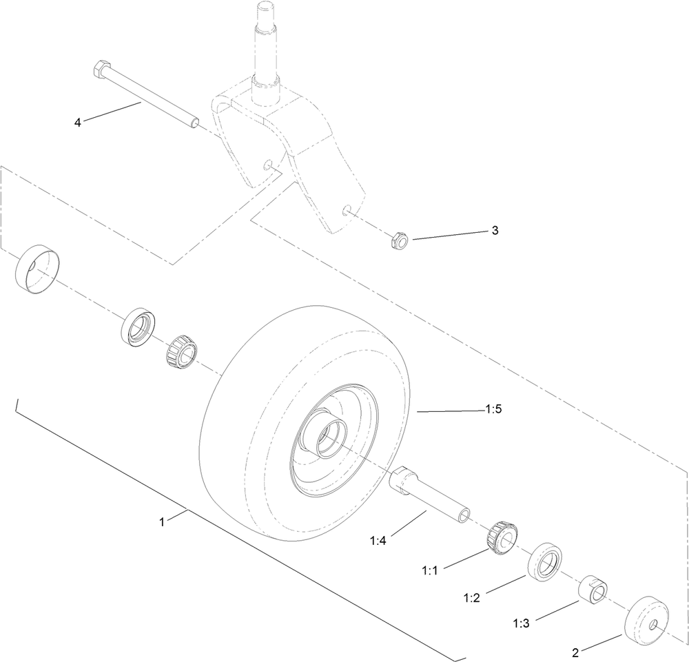 Wheel, Tire And Bearing Assembly No. 130-4558 Diagram and Parts List for 74540TE 413000000 - 417999999 Toro Lawn Tractor