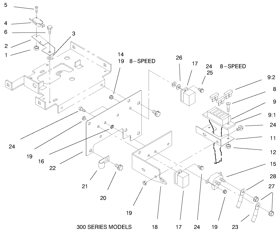 Hoodstand Electrical Housing & Wire Harness Diagram and Parts List for 73363 7900001 - 7999999 Toro Lawn Tractor