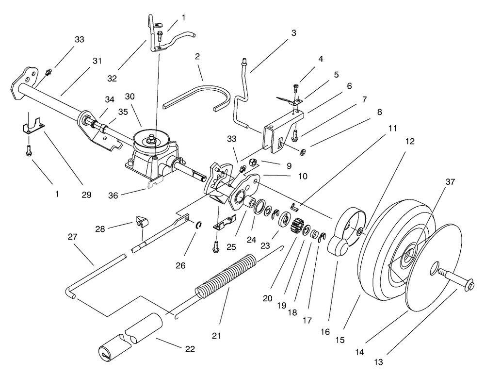 Rear Axle Assembly Diagram and Parts List for 20808 8900001 - 8999999 Toro Lawn Mower