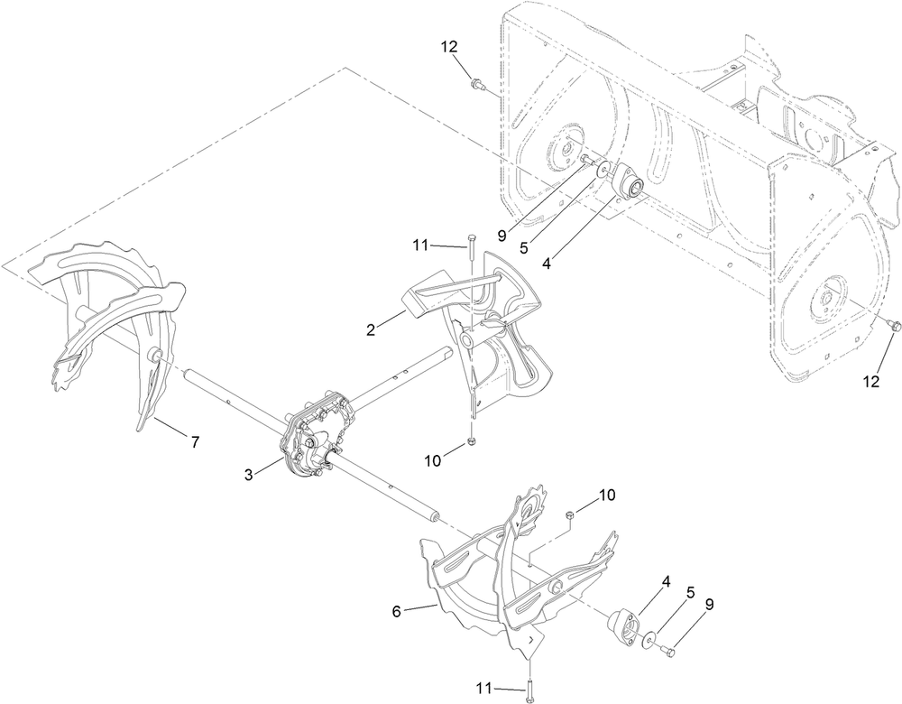 Gearbox, Auger And Impeller Assembly Diagram and Parts List for 37798 413000000 - 416159999 Toro Snow Blower